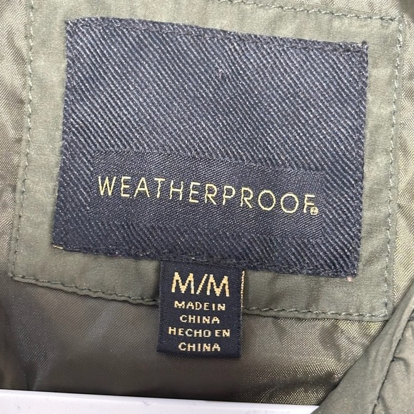 Weatherproof Olive Green Diamond Quilted Barn Jacket Faux Suede Trim Medium - Picture 3 of 8